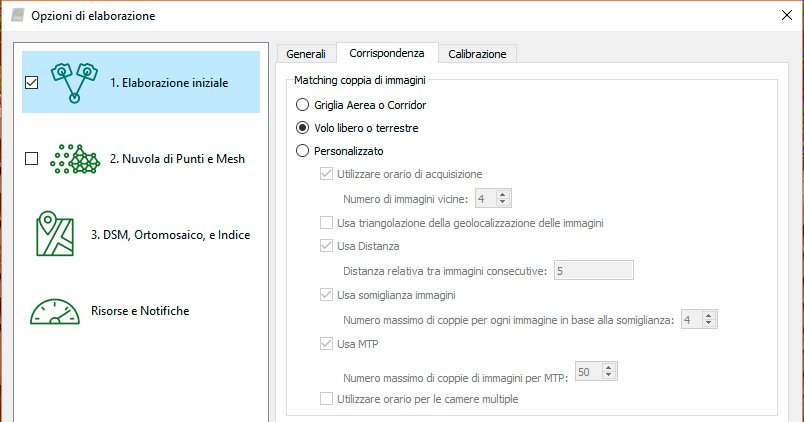 Aerofotogrammetria con drone e Pix4Dmapper: elaborazione iniziale corrispondenza