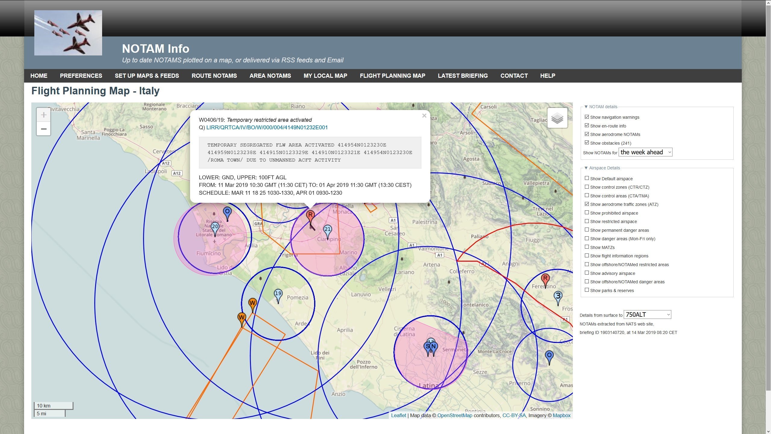 NOTAM per APR in ATZ